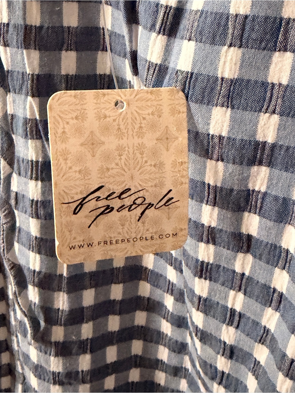 NWT Free People Lucinda Stretch Cotton Dress - Gingham Check - Sz Large - Picture 10 of 12